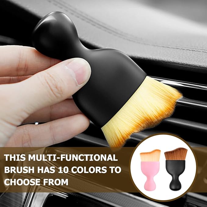 Blilo Car Interior Detailing Brush, Auto Soft Hair Cleaning Brushes, Curved Dirt Dust Collectors, Removal Tool for Dashboard Air Conditioner Vents Leather, Scratch Free (White/Red/1PCS)