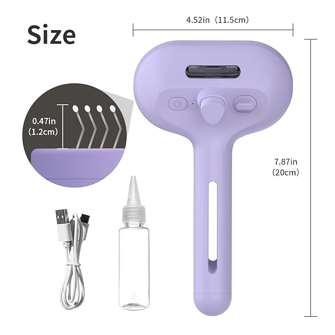 Dog Brush for Shedding, 3 in 1 Self Cleaning Steam Dog Brush - Anti-Static,Cat Steam Brush Removal Comb with Release Button, Grooming Tool for Long and Short Hair Pets, Purple
