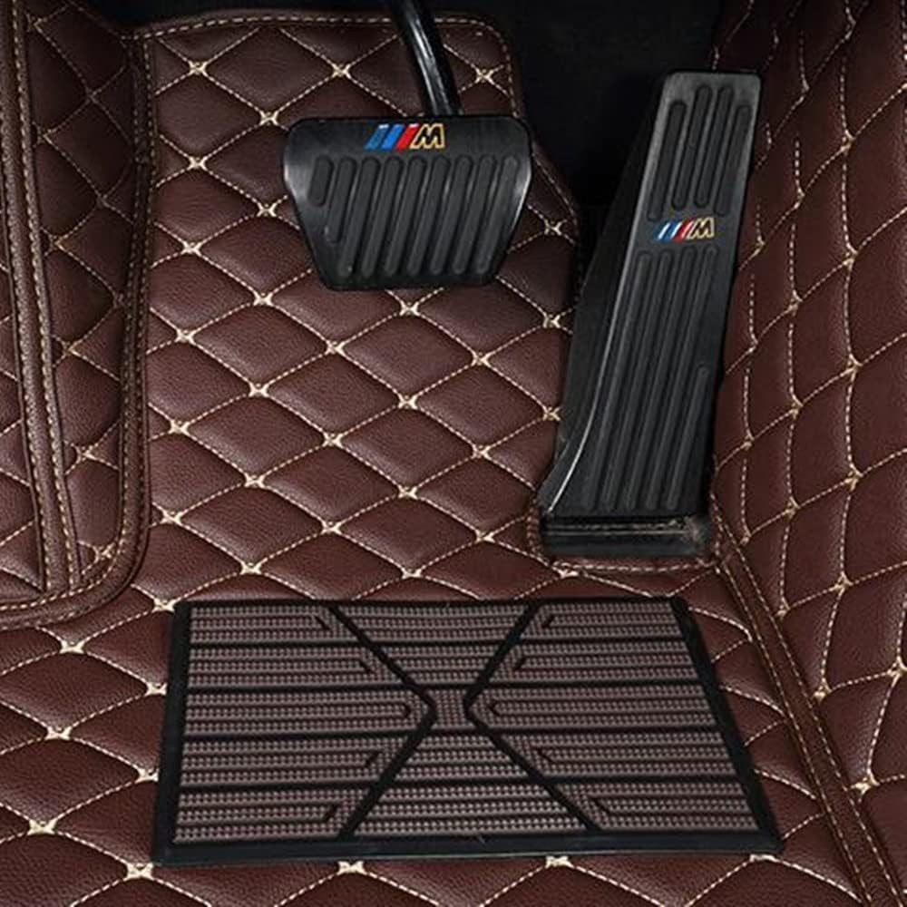 Custom All-Weather Protection Luxury Leather Floor Mats for Cars SUVs Trucks According Anti-Slip Leather Floor mats (32,Purple and Black Beige)