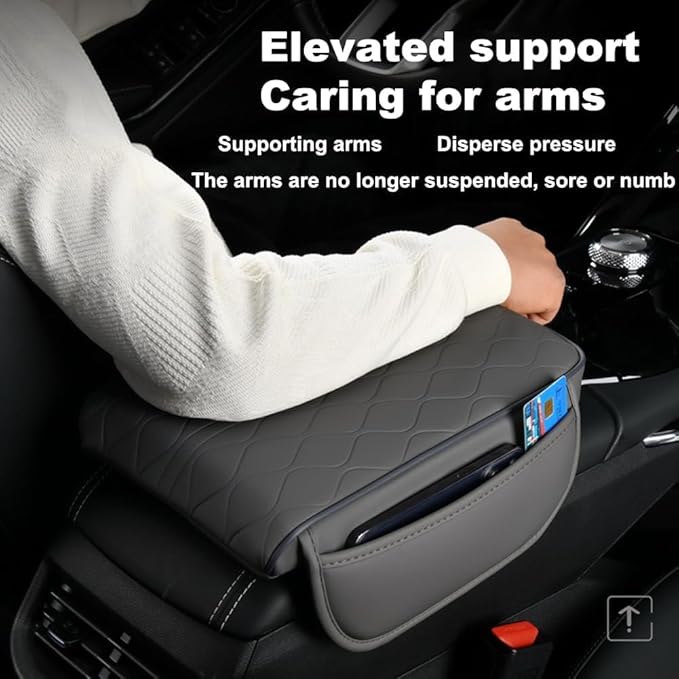 1 Pack Car Center Console Cover Custom Fit for 2024 2025 Lexus GX550 550h, Leather Memory Foam Armrest Cushion Protector, Anti-Scratch Durable Armrest Pad,Grey