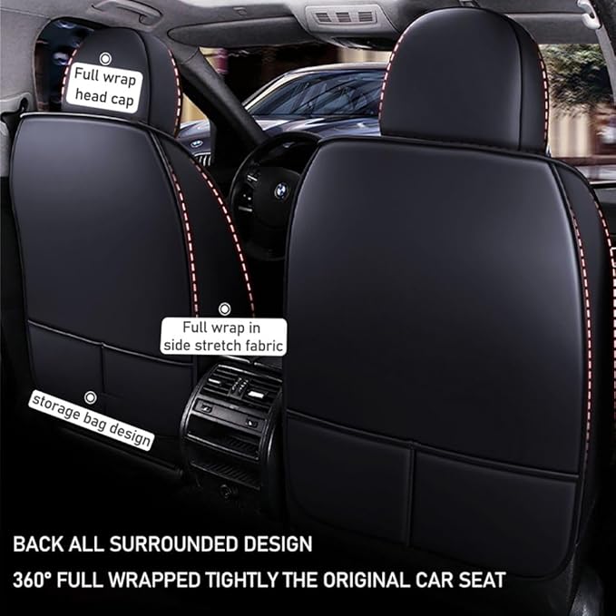 for Chevy Equinox Seat Covers 2005-2026, Full Coverage Customized Car Seat Covers, Premium Leather Waterproof Stain-Resistant Easy to Install (Luxury 5 Seats, Black)