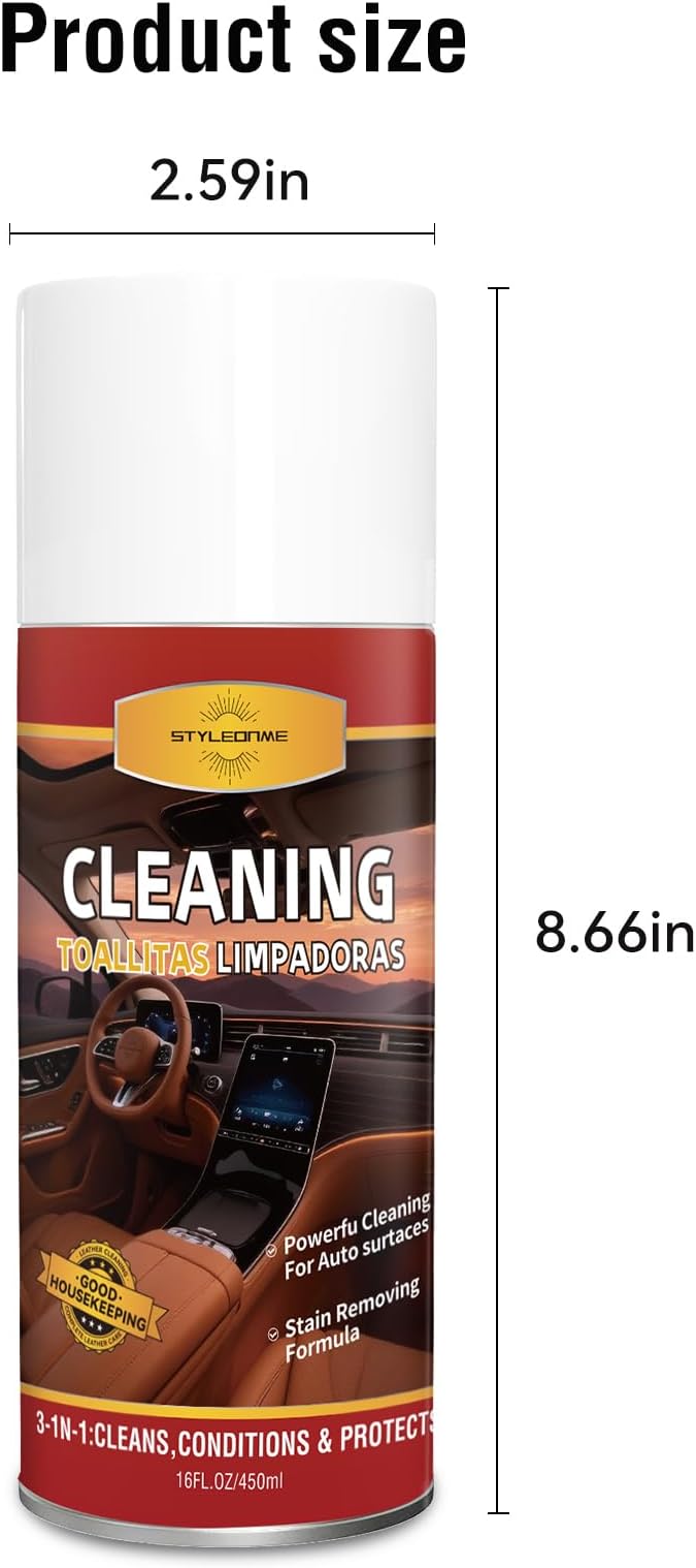 Dashboard Polish Wax, Premium Leather Cleaner & Conditioner 2 in 1 - Safe for Car Seats, Shoes, Jackets | Deep Cleaning & Moisturizing, Removes Stains/Dirt Without Damaging Leather, 16 oz(Pack of 1)