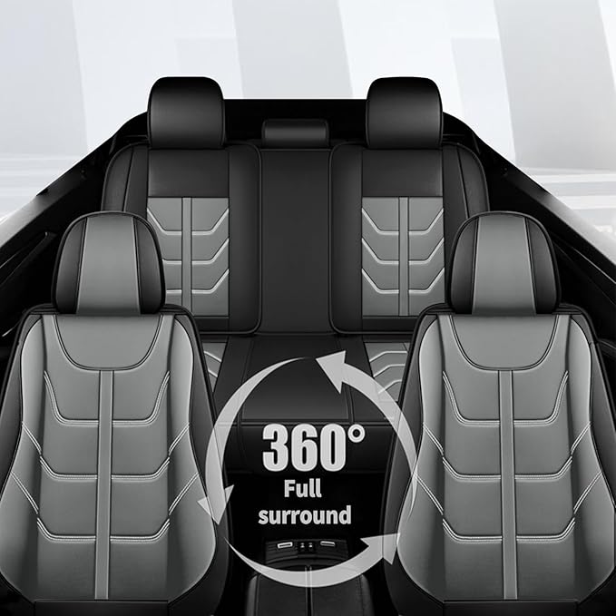 TTX LIGHTING Car Seat Covers fit for Kia Seltos 2021-2026 Full Set: Premium Leather Automotive Seat Cover with Airbag Compatible Waterproof (5 Seats, Black & Gray)