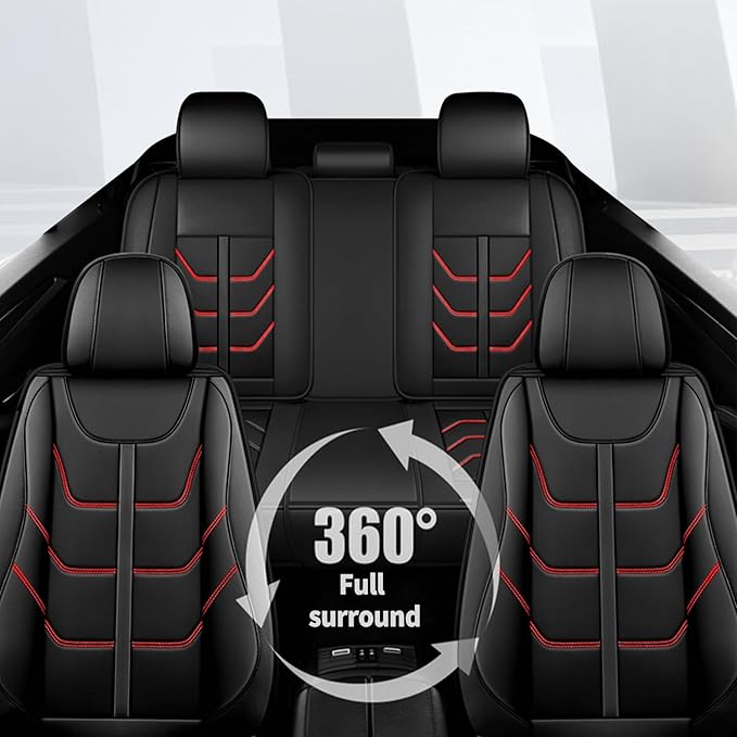 TTX LIGHTING Car Seat Covers fit for Jeep Renegade 2015-2023 Full Set: Premium Leather Automotive Seat Cover with Airbag Compatible Waterproof (5 Seats, Redline)