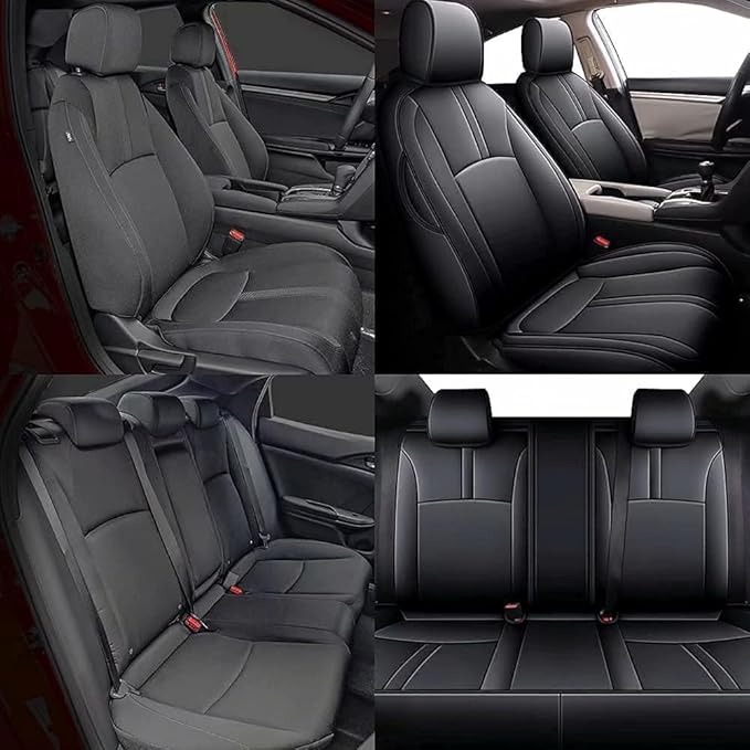 AOMSAZTO Custom Fit Seat Covers for Honda Civic Sedan EX-L,EX-T 2016-2021 Premium Comfort Faux Leather Car Seat Covers Black