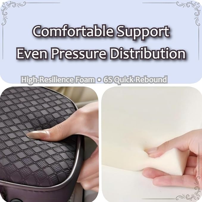 2026 Enhanced Car Center Console Armrest Cushion with USB& Type-C Charging, PU Leather Console Pad with Cup Holders, Storage& Tissue Outlet for Most Vehicles (Flat Version, Plum Purple)