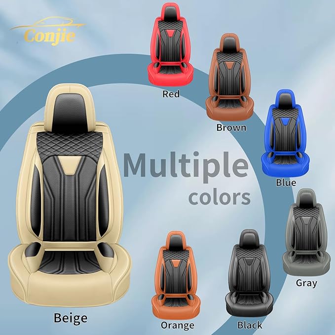 Fit CRV Car Seat Covers Premium Leather for Honda CRV cr-v 2011-2025 2026. Waterproof, Breathable, Scratch-Resistant & All-Weather Seat Cushion Protector (Full Set,Beige&Black)