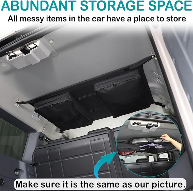 Car Rear roof Storage net Organizer Compatible with Compatible with Ineos Grenadier 2020-2025 Hanging Storage Bag,Overlanding Gear Must Haves Cargo Net, Long Road Trip Camping Interior Accessories