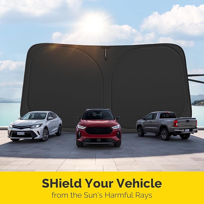 Car Windshield Sun Shade Compatible with 2020 2021 2022 2023 2024 2025 2026 Toyota Highlander Accessories Sunshade Custom for Highlander L LE XLE Limited Platinum Windshield Sun Visor