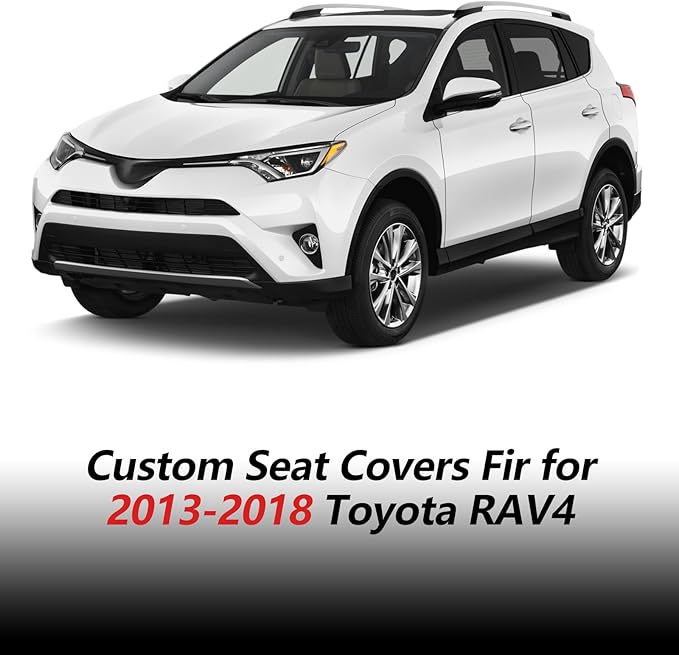 Car seat Covers Compatible with Toyota RAV4 2013 2014 2015 2016 2017 2018 SE,LE,XLE, Premium,Limited,Adventure,Leather Seat Protector Replacement,Waterproof Faux Leather(Full Set,Black&Red)