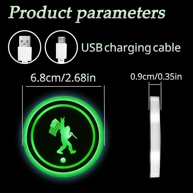 Skeleton LED Cup Holder Lights for Car,2Pcs LED Light Up Cup Holder Coasters with USB Charging 7 Colors 3 Modes,Waterproof Interior Atmosphere Lamp,Car Decor Accessories Skull Gifts for Women Men