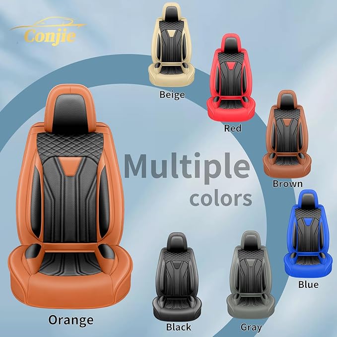 Fit CRV Car Seat Covers Premium Leather for Honda CRV cr-v 2011-2025 2026. Waterproof, Breathable, Scratch-Resistant & All-Weather Seat Cushion Protector (Front Seat,Orange&Black)