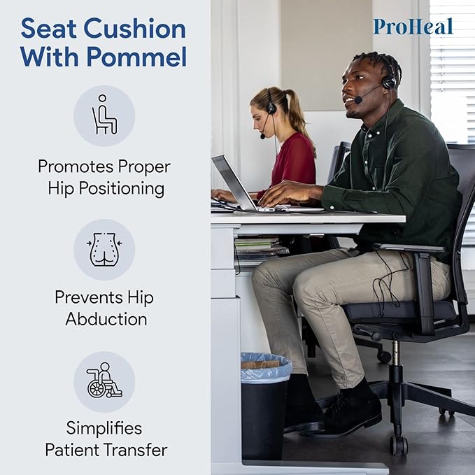 Gel Wedge Seat Cushion with Pommel, Bariatric 24" x 18" x 4" - 2" - Better Posture and Hip Positioning - High Density Foam and Pressure Redistribution Gel and Back, Tailbone, and Coccyx Support