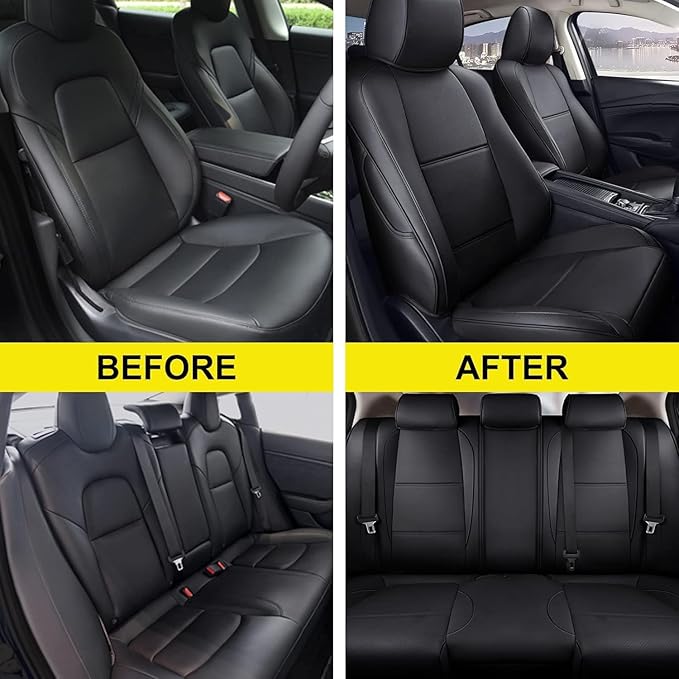 AOMSAZTO Custom Fit Seat Covers for Mazda CX-30 2020 2021 2022 2023 2024 2025 CX30 Car Seat Covers Full Set Black Faux Leather Compatible Airbag(New-CX30)
