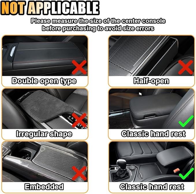 Bling Leather Car Armrest Seat Box Cover, Car Console Armrest Cover with Crystal Rhinestones, Anti-Scratch Waterproof Auto Center Console Protector Cushion Pad for Car SUV Truck (Black)