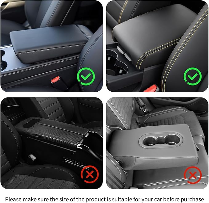 wuyaoyao Car Center Console Cover, 12.2"×8.27"×1.97" Leather Center Console Protector, Auto Armrest Pad with 2 Storage Pocket, Universal Armrest Cover Cushion for Most Cars, Trucks, SUVs (Coffee)