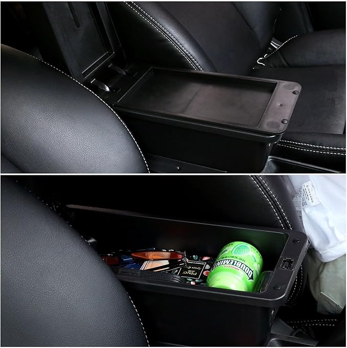AULPHIKE Compatible with Nissan Micra March Armrest 2011-2016 Armrest Car Center Console Organizer Armrests Double Layer Storage with 3 USB(Black)