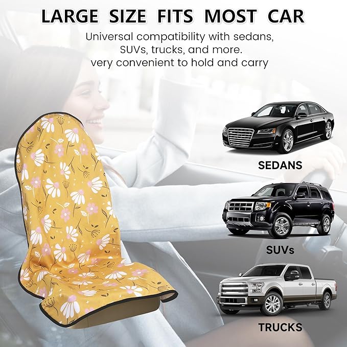 Car Seat Covers 2pcs Waterproof Towel Car Seat Cover Universal Fit for Most Trucks SUV Fitness Athletes Pets Gym and Water Sport,Chamomile