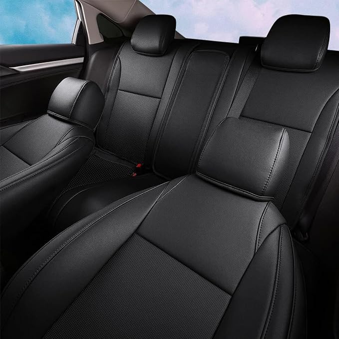 AOMSAZTO Custom Fit Seat Covers for Honda Civic Seat Covers Sedan Sport 2022 2023 2024&LX 2022-2026 Car Seat Covers Full Set Faux Leather Black