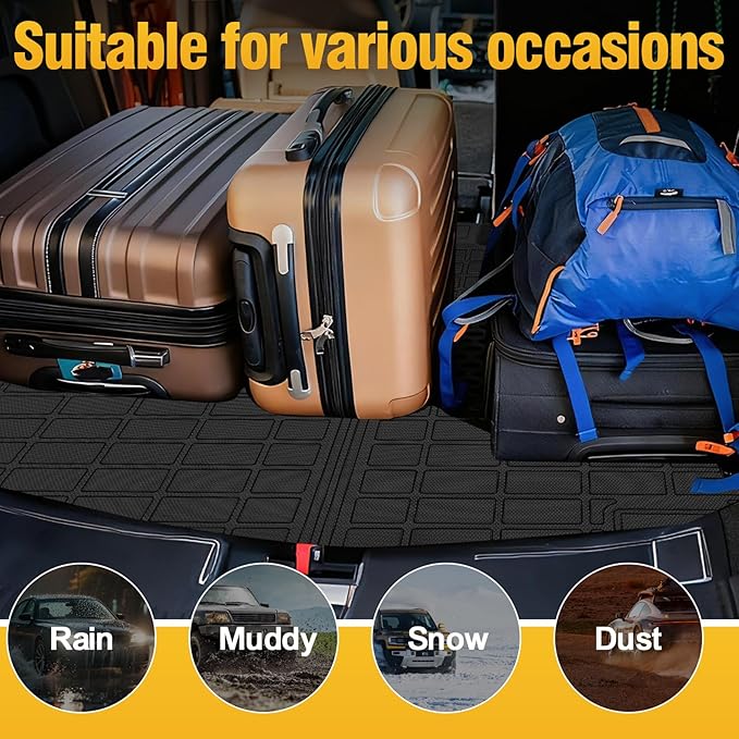 Trunk Liner Cargo Liners for Toyota Highlander 2001-2007 5-Seat Rear Trunk Floor Mats 3D Boot Tray All-Weather TPE Black