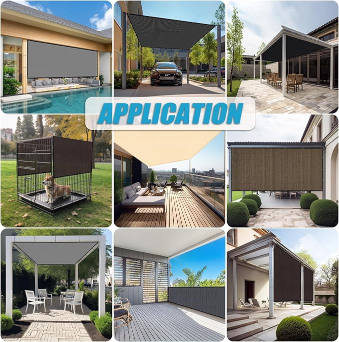 Amagenix 90% Pergola Shade Cover 14'X 15' Dark Gray Sun Shade Cloth with Grommets for Outdoor Garden Patio Porch-Commercial Grade 200 GSM-Cable Zip Ties Included (We Customized)
