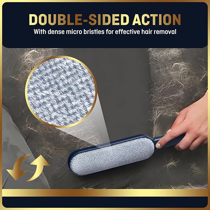 Lint Brush, Lint Remover, and Pet Hair Remover for Laundry, Clothes, Couches, Car Seats, Furniture and Fabric. Reusable Dog and Cat Fur Wizard Hair Removal Brush. ALLISTAR (Midnight Blue)