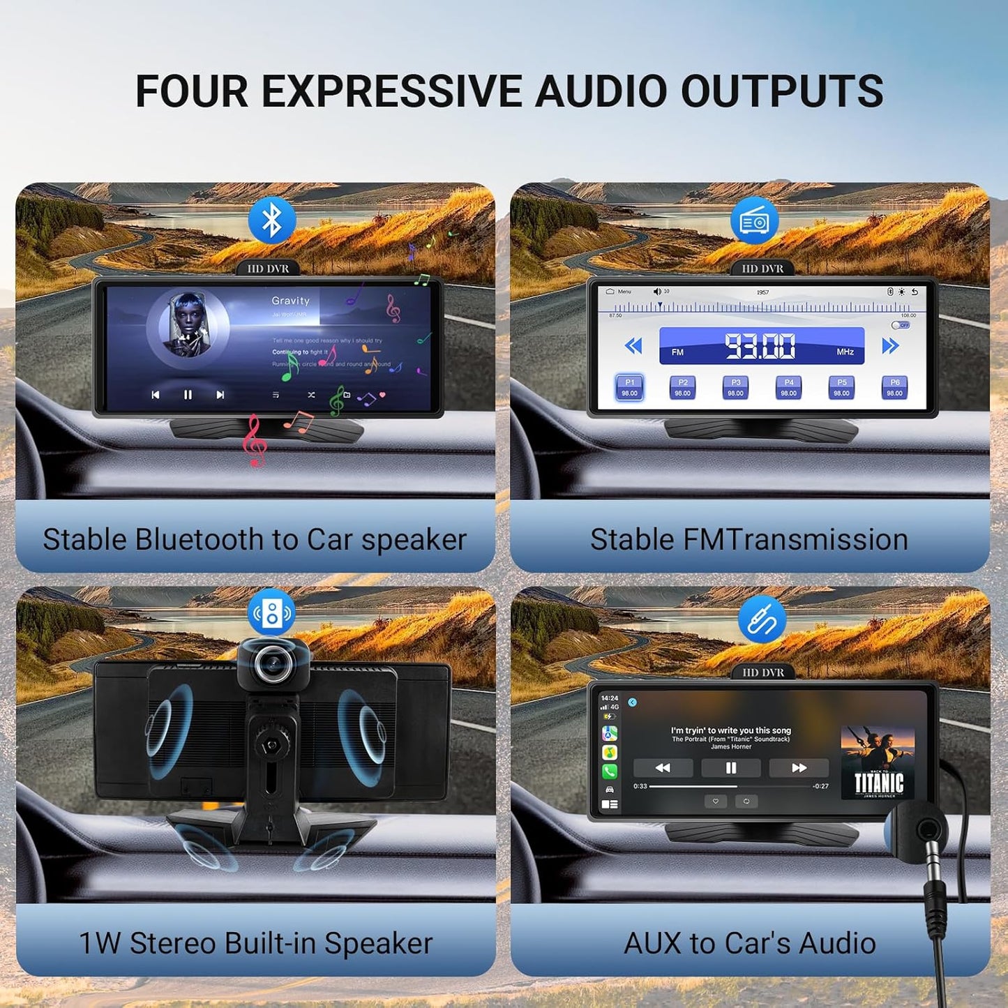9.26 Inch Wireless Apple CarPlay & Android Auto Car Display with 1080P Dash Cam & Backup Camera All-in-One Smart Car Stereo Free 64GB SD Card