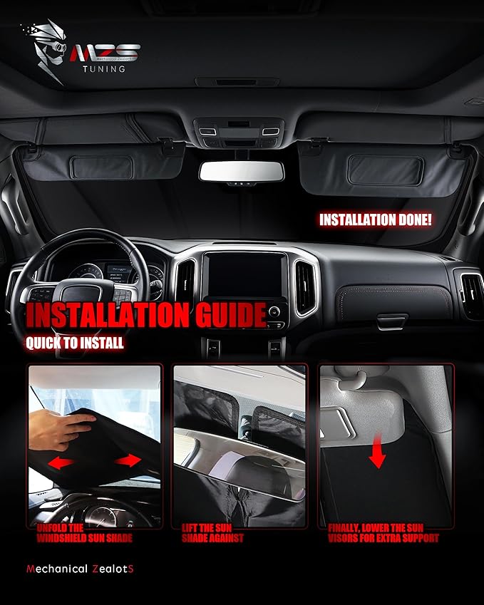 MZS Windshield Sun Shade Compatible with Civic 2022-2026, Foldable Car Front Window Sunshade with Storage Pouch, Sun Visor Shield Accessories for Interior Protector