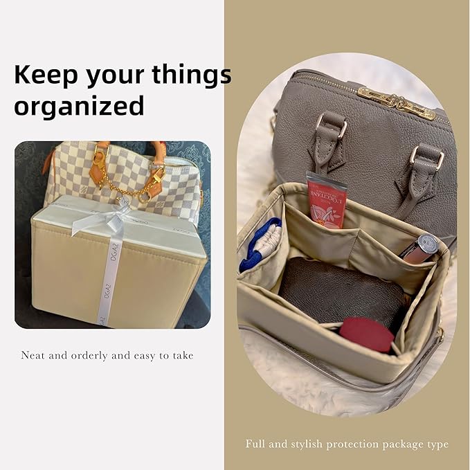 DGAZ Silk Purse Organizer Insert Fits LV Speedy 16/20/25/30/35/40/45 bags,Silky Smooth Bag Organizer,Luxury Handbag & Tote Shaper(S2 trench,SP30)