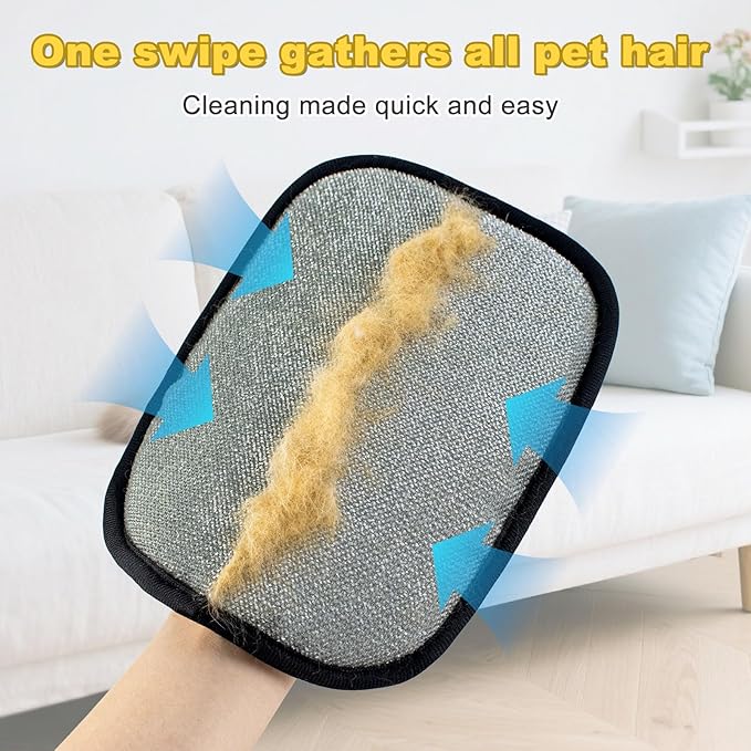 2 PCS 2025 Upgraded Five-Finger Pet Hair Remover Electrostatic Gloves, Pet Hair Removal Glove for Dog Cat Grooming, Durable Dogs Cats Hair Removal Tool for Furniture Car Couch Carpet Clothes
