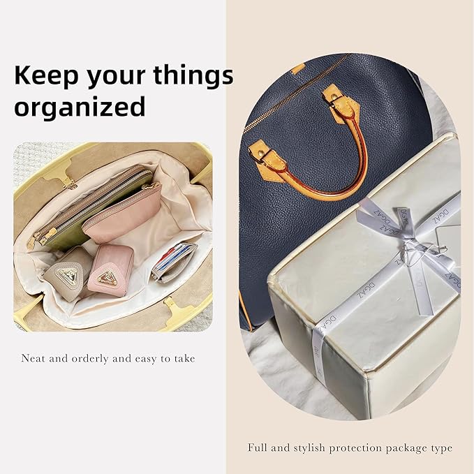 DGAZ Silk Purse Organizer Insert Fits LV Speedy 16/20/25/30/35/45 bags,Silky Smooth Bag Organizer,Luxury Handbag & Tote Shaper(Craie,SP35)