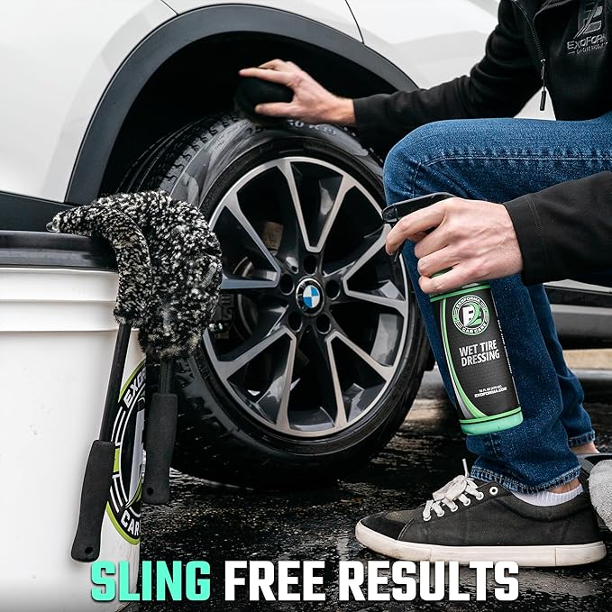 ExoForma Wet Tire Dressing Spray - Extremely High Shine Tire Dressing for That Wet Look - No Sling, Non-Greasy Silicone Formula with UV Protection - Easy to Apply, Minimal Cure Time - 16 fl oz