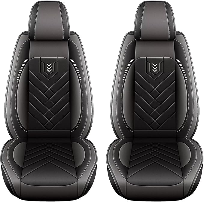 AOMSAZTO Car Seat Covers Fit for Cadillac SRX 2010-2016 Premium Front Seat Covers Waterproof Leather Automotive Seat Covers Compatible with Airbag (2 Seats,Grey)