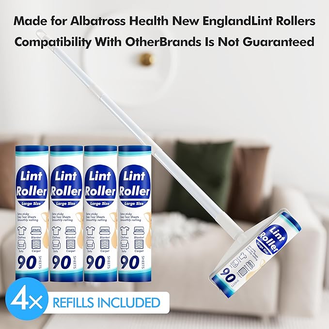 360 Sheets Sticky Lint Rollers Refills for 9.45'' Width Large Lint Roller, Floor Lint Roller Refills