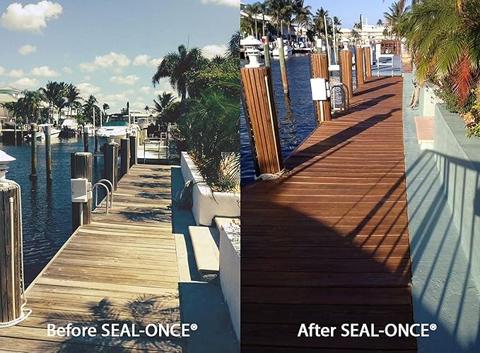Seal-Once Nano+Poly Penetrating Wood Sealer with Polyurethane - Premium Waterproof Sealant -2 Gallon & Brown