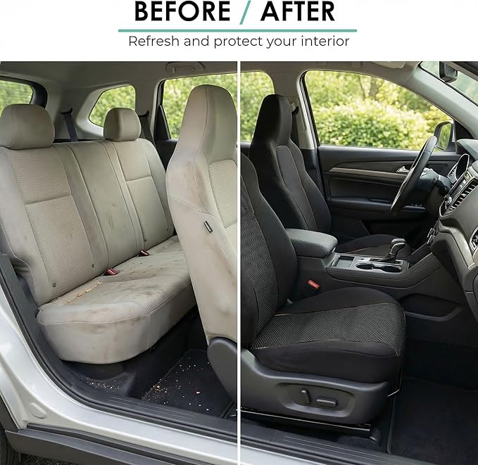 FH Group Car Seat Covers Classic Cloth Seat Covers Full Set with Gift ā Universal Fit for Cars Trucks & SUVs (Black) FB102114