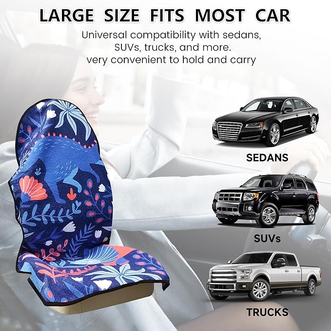 Car Seat Covers 2pcs Waterproof Towel Car Seat Cover Universal Fit for Most Trucks SUV Fitness Athletes Pets Gym and Water Sport,Dinosaur