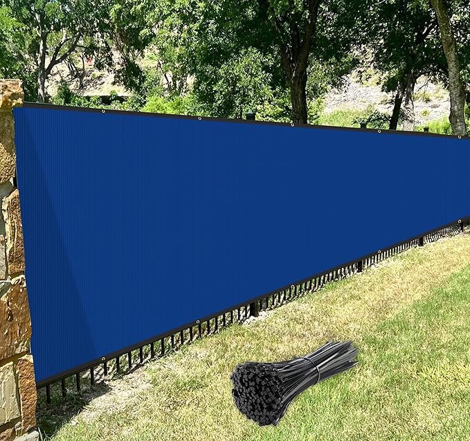 Windscreen4less Privacy Fence Screen Heavy Duty Windscreen Fencing Mesh Fabric Shade Net Cover with Brass Grommtes for Outdoor Wall Garden Yard Pool Deck, 8'x181' Blue