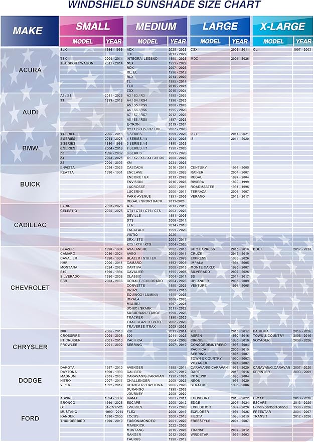Windshield Sun Shade - American Flag Design, High-Resolution Sun Visor for Car, Truck, SUV with Mirror Cut-Out for Interior Sun Protection, Foldable Car Sun Shade (Original, Large)