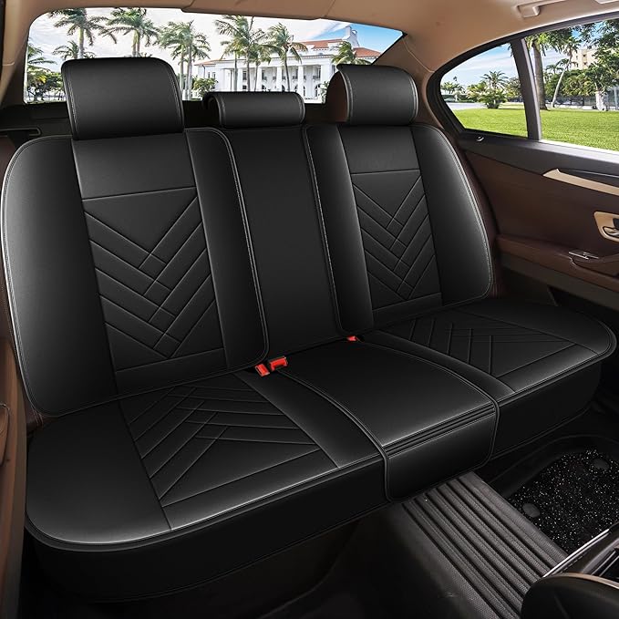 AOMSAZTO Car Seat Covers Full Set Fit for Nissan Maxima 2011-2023 Waterproof Faux Leather Car Seat Cushions Automotive 5 Seat Covers Set(Black)
