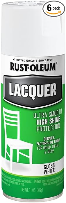 Rust-Oleum 1904830-6PK Lacquer Spray Paint, 11 oz, Gloss White, (Pack of 6)