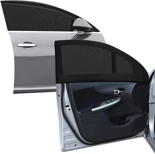 2pcs Car Front Window Sunshade, Breathable Mesh Car Window Screen Streched up to 40", for Night Camping, Privacy Shade