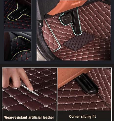 Custom Floor Mats for Cars，Luxury Full Coverage All Weather Car Floor Mats，Leather Car Mat Set ， Floor Mats for 99% of Cars, Trucks & SUVs (Orange)