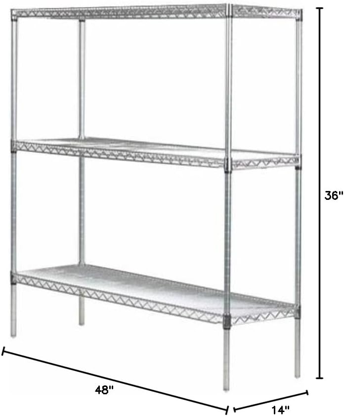 Omega 14" Deep x 48" Wide x 36" High 3 Tier Gray Starter Shelving Unit
