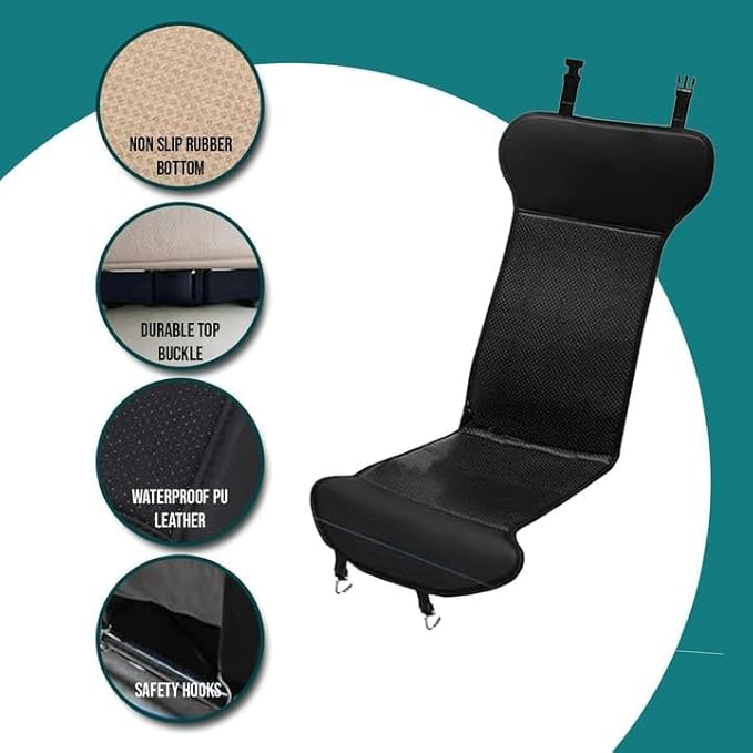 ZONETECH Car Seat Cover Travel Seat Cushion, 4 Pieces Universal Classic Black Comfortable Breathable Leather Car Seat Covers