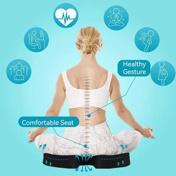 Seat Cushion – Memory Foam, Non-Slip Orthopedic Coccyx Support Pad for Office Chairs, Car Seats & Home, Ergonomic Tailbone, Sciatica & Lower Back Pain Relief