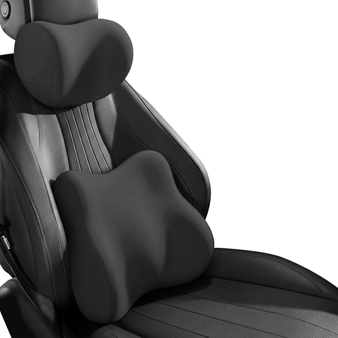 Car Headrest Pillow & Lumbar for Acura TLX 2015-2024, Car Seat Neck Pillow Back Support, Breathable All-Season Automotive Seat Cushions, 2PCS,A Black