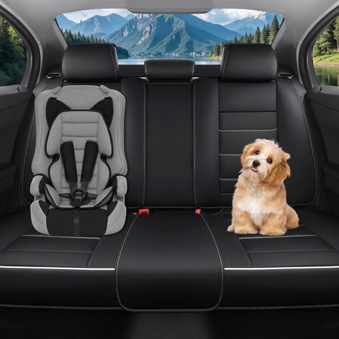 Car Seat Covers Custom Fit for Chevrolet/Chevy Colorado 2015-2026 , Premium Faux Leather Waterproof Car Seat Protectors with Lumbar Support, Breathable Anti-Slip Easy to install(Black&White,Full set)