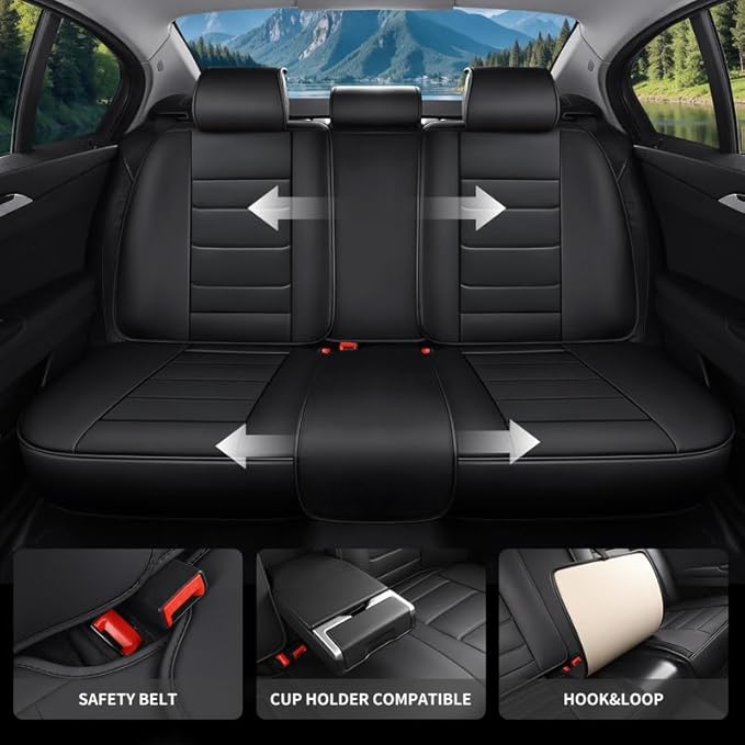 Car Seat Covers Custom Fit for Chevrolet/Chevy Colorado 2015-2026 , Premium Faux Leather Waterproof Car Seat Protectors with Lumbar Support, Breathable Anti-Slip Easy to install(Black,Full set)