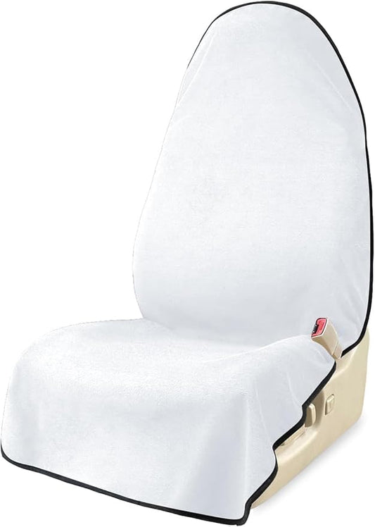 Car Seat Covers 1 Pack White Waterproof Towel Car Seat Cover Universal Fit for Most Trucks SUV Fitness Athletes Pets Gym and Water Sport